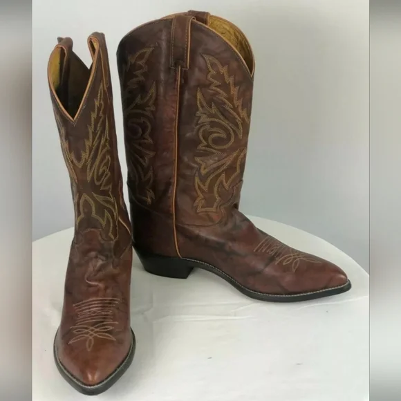 JUSTIN BOOTS BROWN LEATHER WESTERN BOOTS MADE IN MEXICO SIZE 11